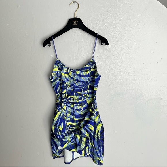 PrettyLittleThing Blue Zebra Print Strappy Corset Bodycon Dress - Picture 6 of 16